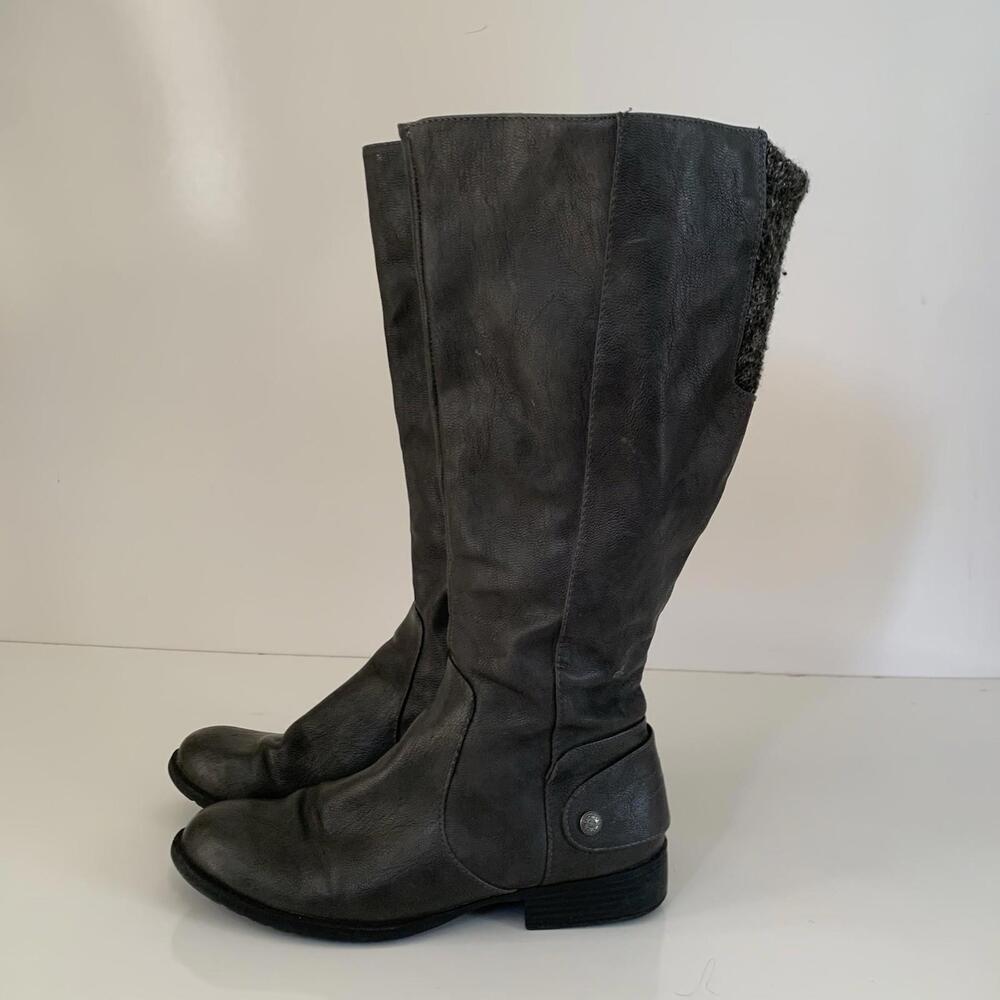 Life Stride Xandy Sweater knit Wide Calf Grey Riding Boots round toe 9W WC